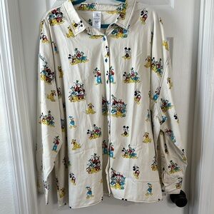Disney Cream Cartoon Print Men's Shirt